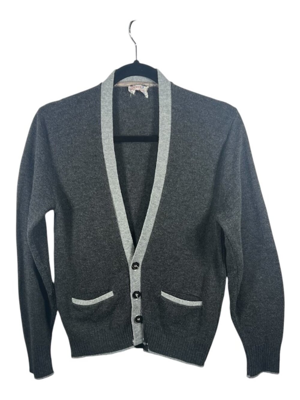 Vintage Sweater Mens Cardigan Wool Blend V Neck Small Knit Preppy Grandpacore